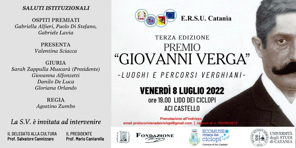 COMUNICATO STAMPA ERSU CATANIA – 3 EDIZIONE PREMIO “GIOVANNI VERGA”