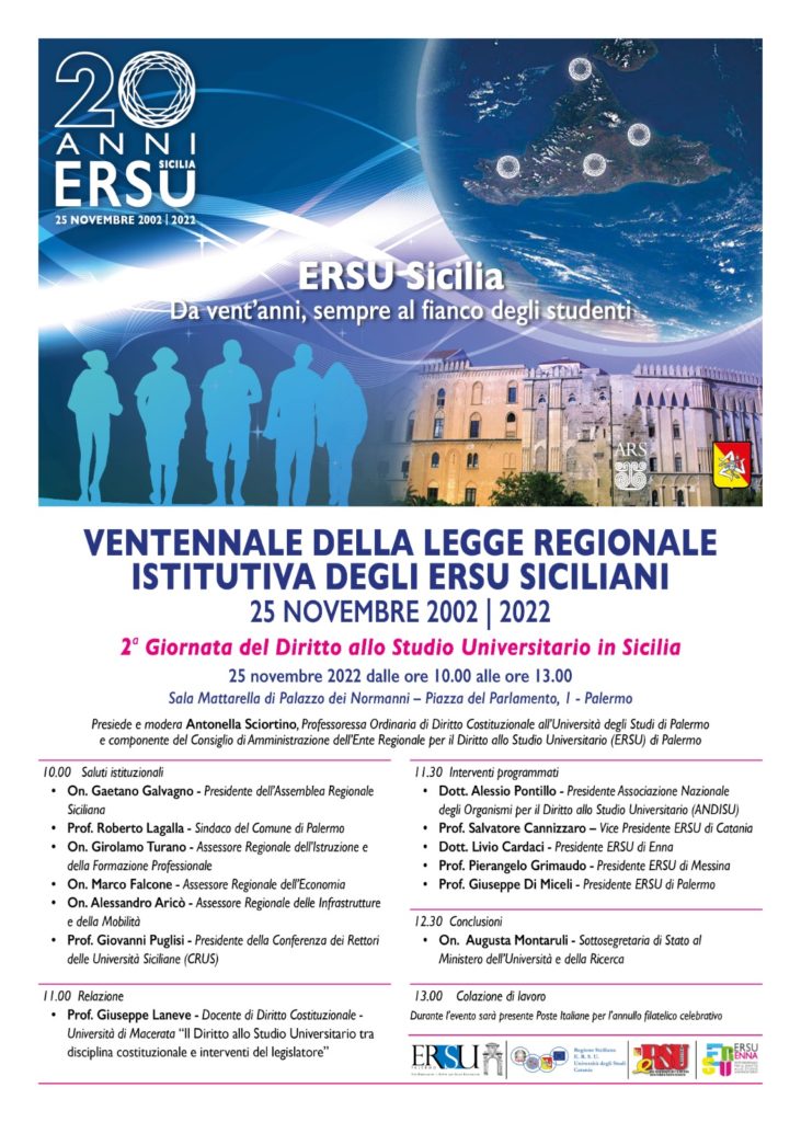 Ventennale della legge regionale istitutiva degli Ersu Siciliani